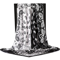 2022 nowy 90*90cm Retro marka kobiety jedwabny szalik Bandanna moda wzór w stylu boho plac hidżab Lady Wrap pałąk foulard tłumik 5